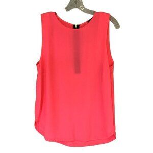 Shinestar Career Blouse Neon Pink Sleeveless with Back Zipper Women's Size Large